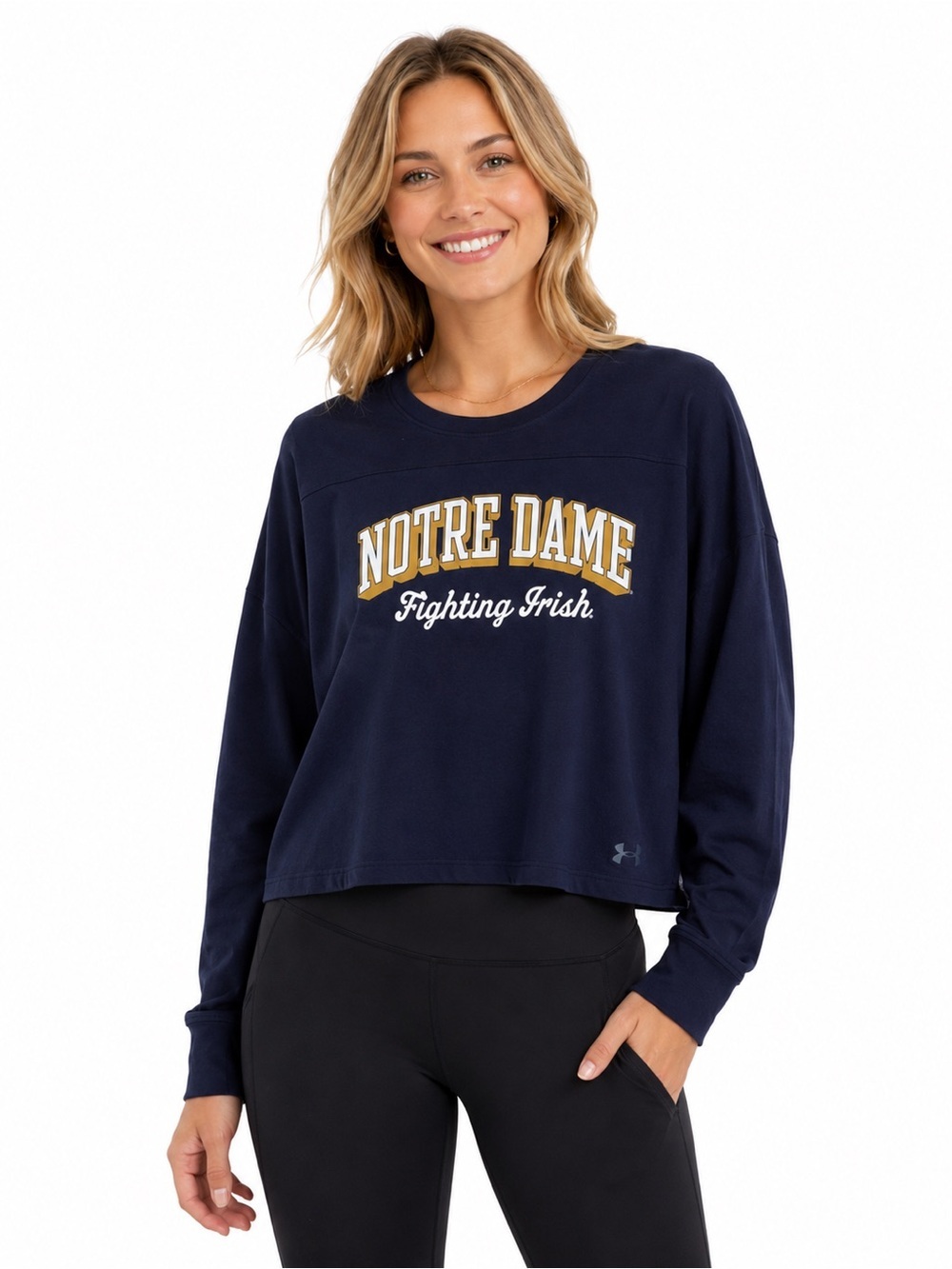 Under Armour UA Women’s Notre Dame Cropped Loose Fit Tee M Blue